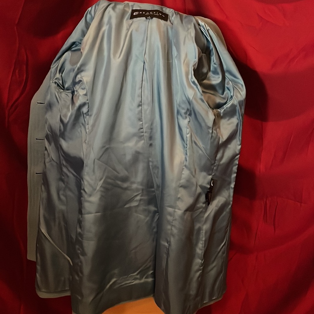 Teal colored, Double breasted, wool blend coat - Picture 8 of 11